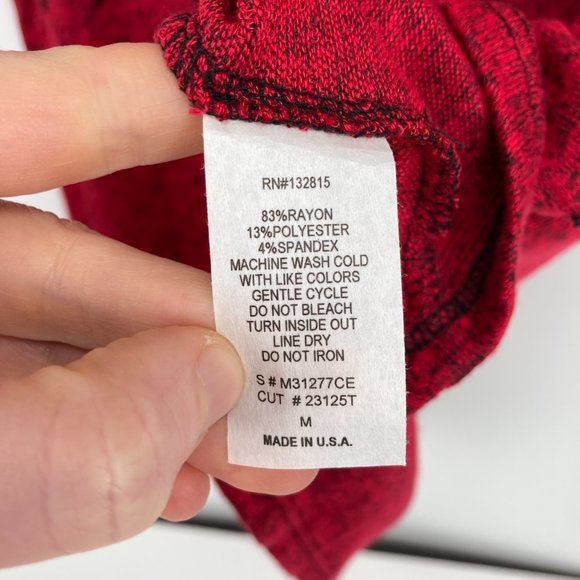 Sweet Clarity Red Black Beaded Floral Shirt M - Picture 7 of 9